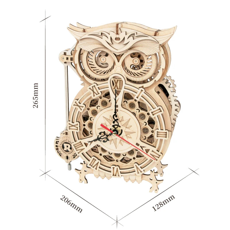 OWL Clock Mechanical Gear 3D Wooden Puzzle - DIYTime