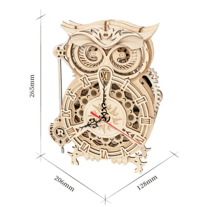 OWL Clock Mechanical Gear 3D Wooden Puzzle - DIYTime