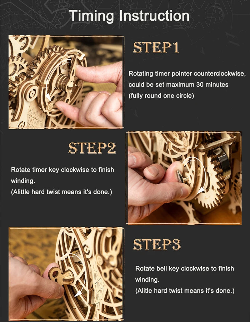 OWL Clock Mechanical Gear 3D Wooden Puzzle - DIYTime