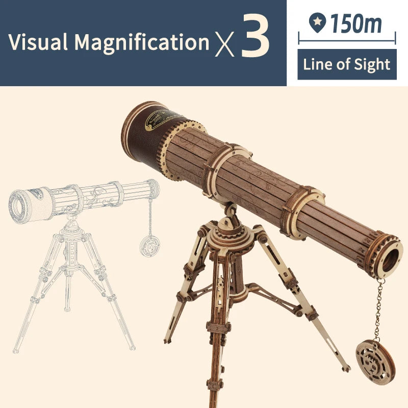 Pirate Monocular Telescope 3D Wooden Puzzle - DIYTime