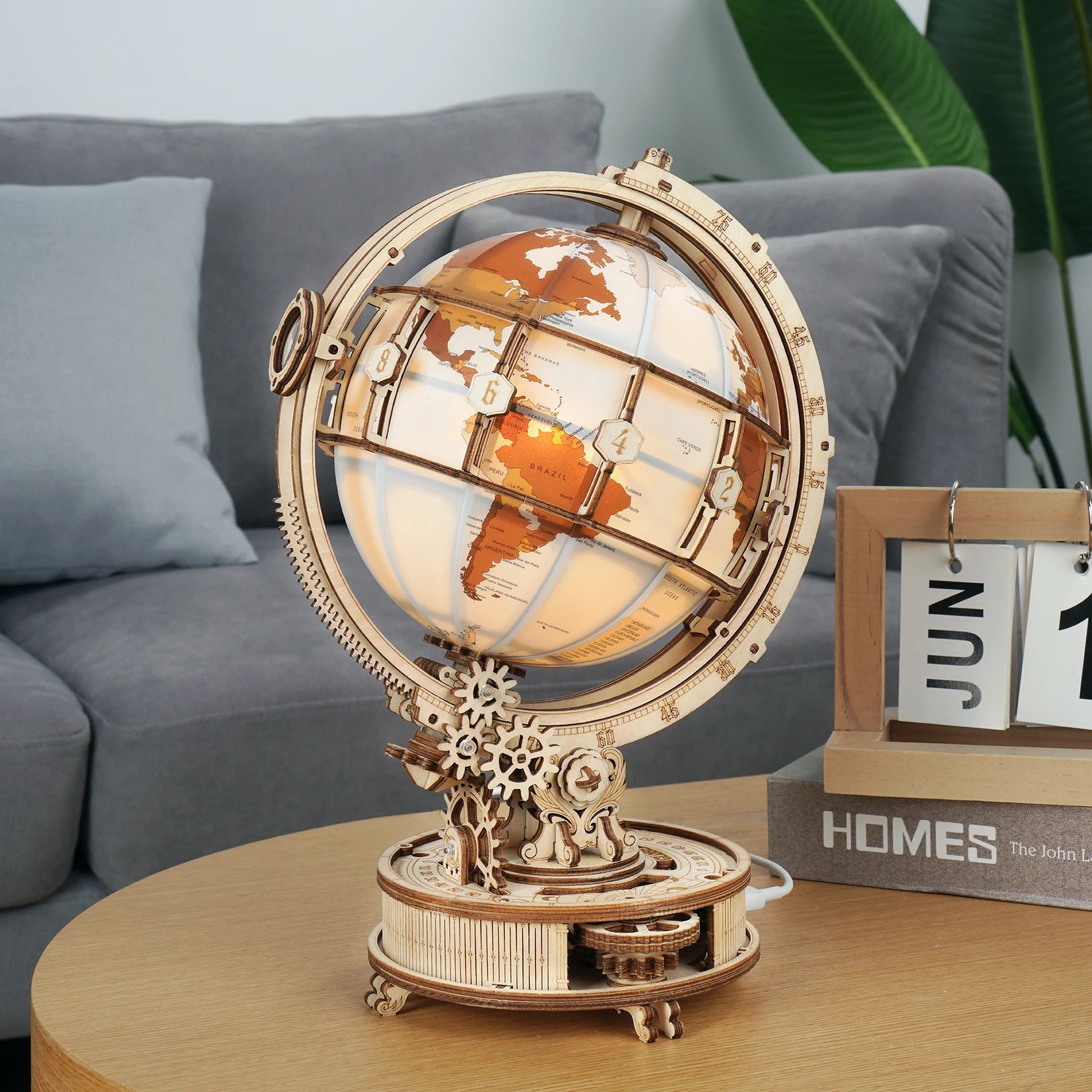 Luminous 3D Magnifying Globe Wooden Puzzle - DIYTime