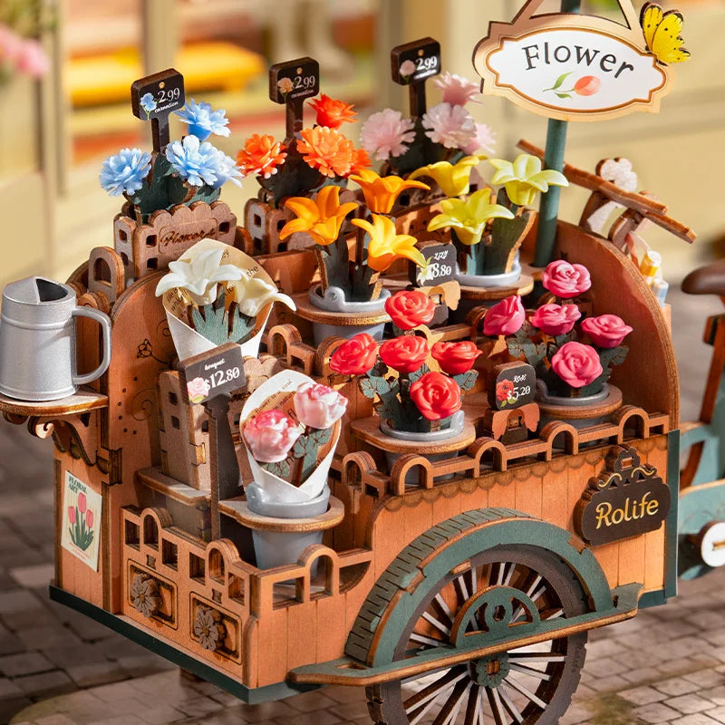 Robotime Blossom Cart 3D Wooden Puzzles Miniature - DIYTime