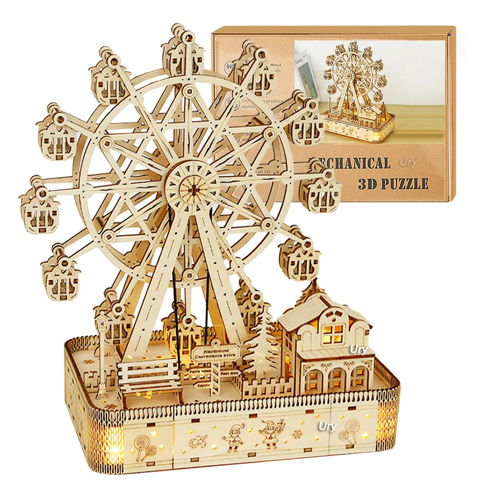 Ferris Wheel 3D Wooden Puzzle Music Box - DIYTime