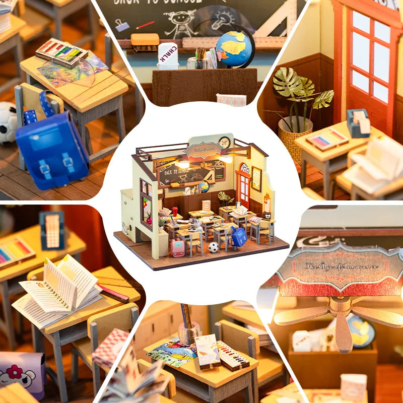 Classroom 3D Wooden Puzzles Miniature - DIYTime