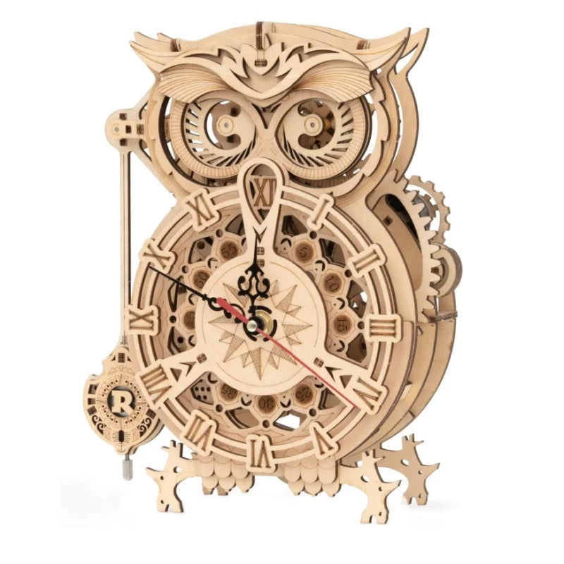 OWL Clock Mechanical Gear 3D Wooden Puzzle - DIYTime