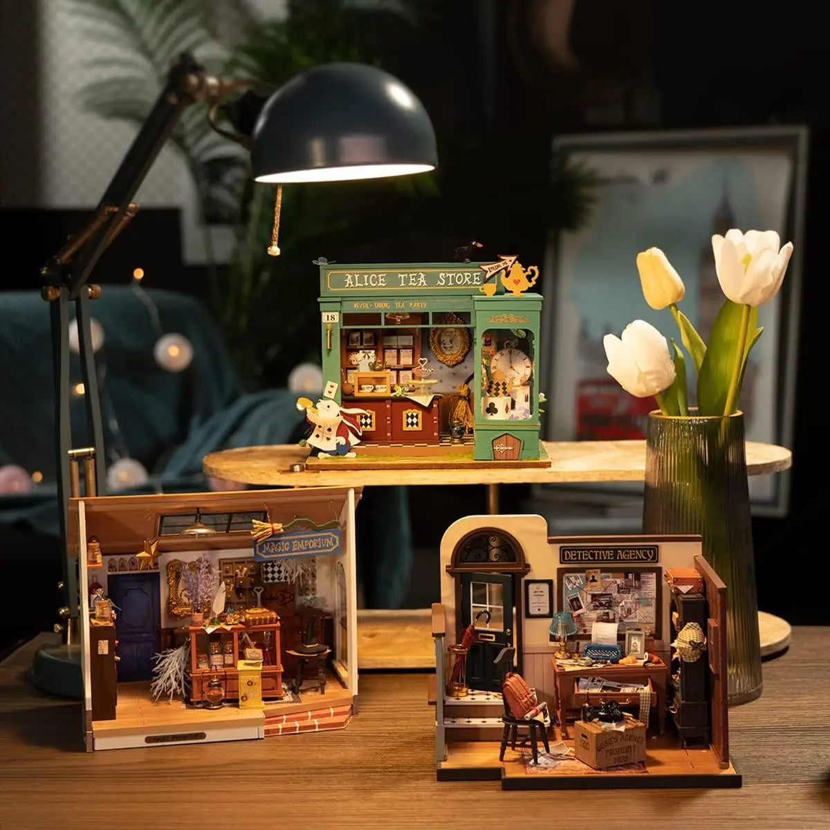 House Kit with Furnitures With LED 3D Wooden Puzzles Miniature - DIYTime