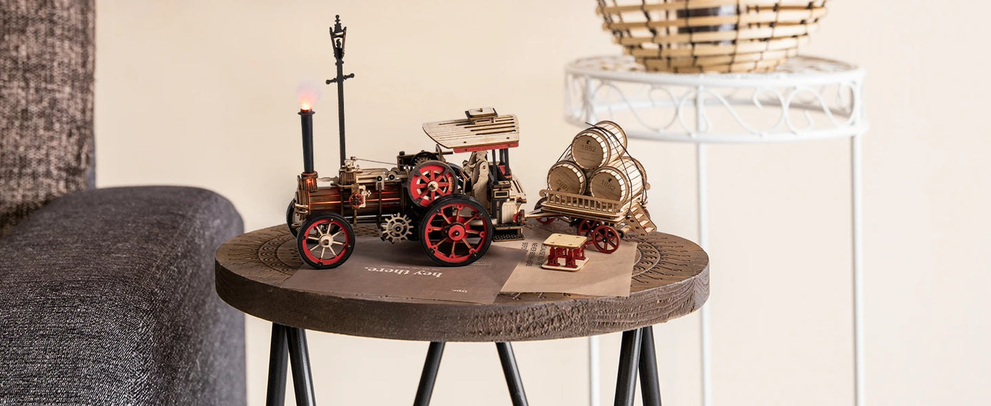 Mechanical Steam Engine 3D Wooden Puzzle - DIYTime