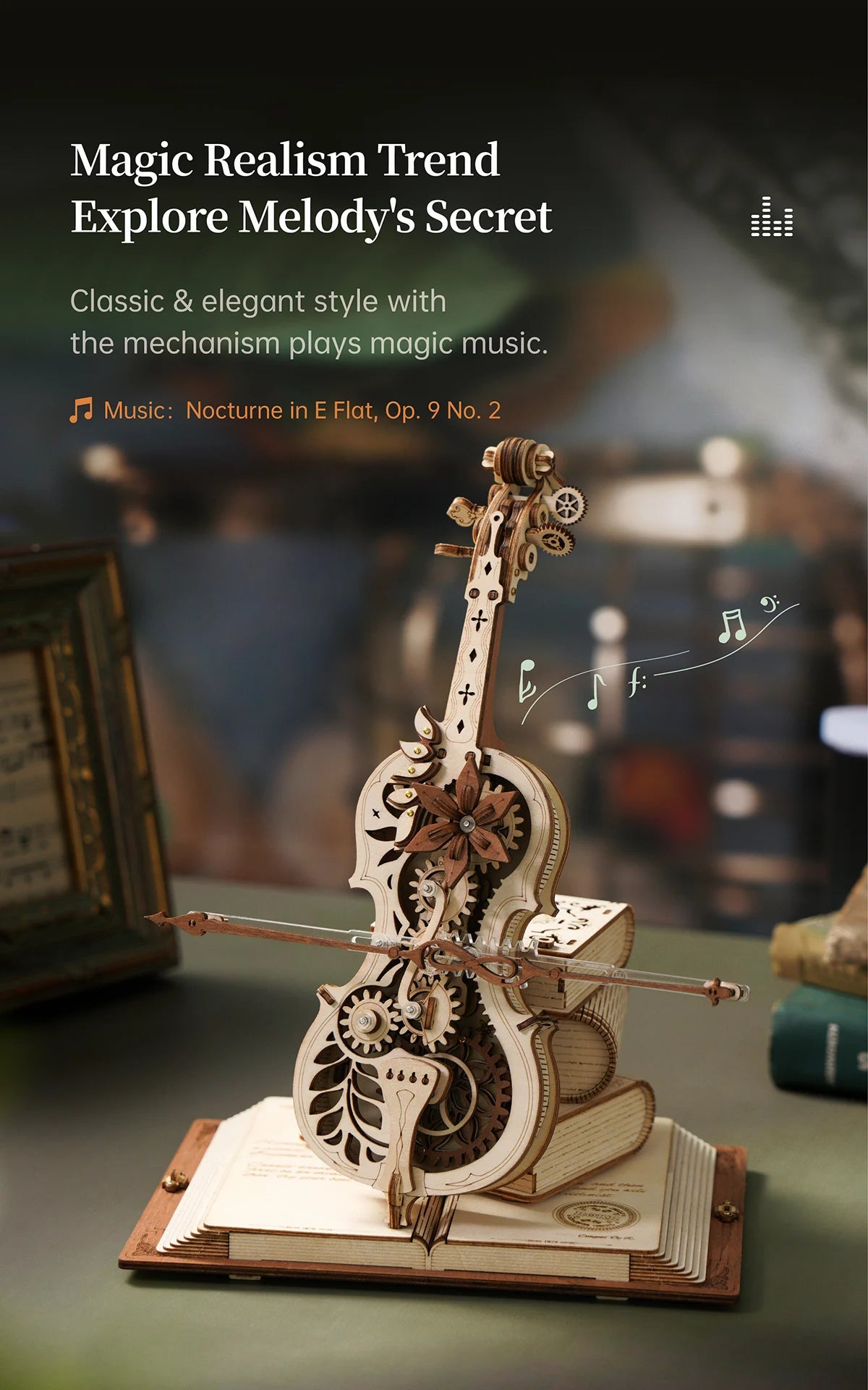 Magic Cello Mechanical Music Box & Music Instruments 3D Wooden Puzzle - DIYTime