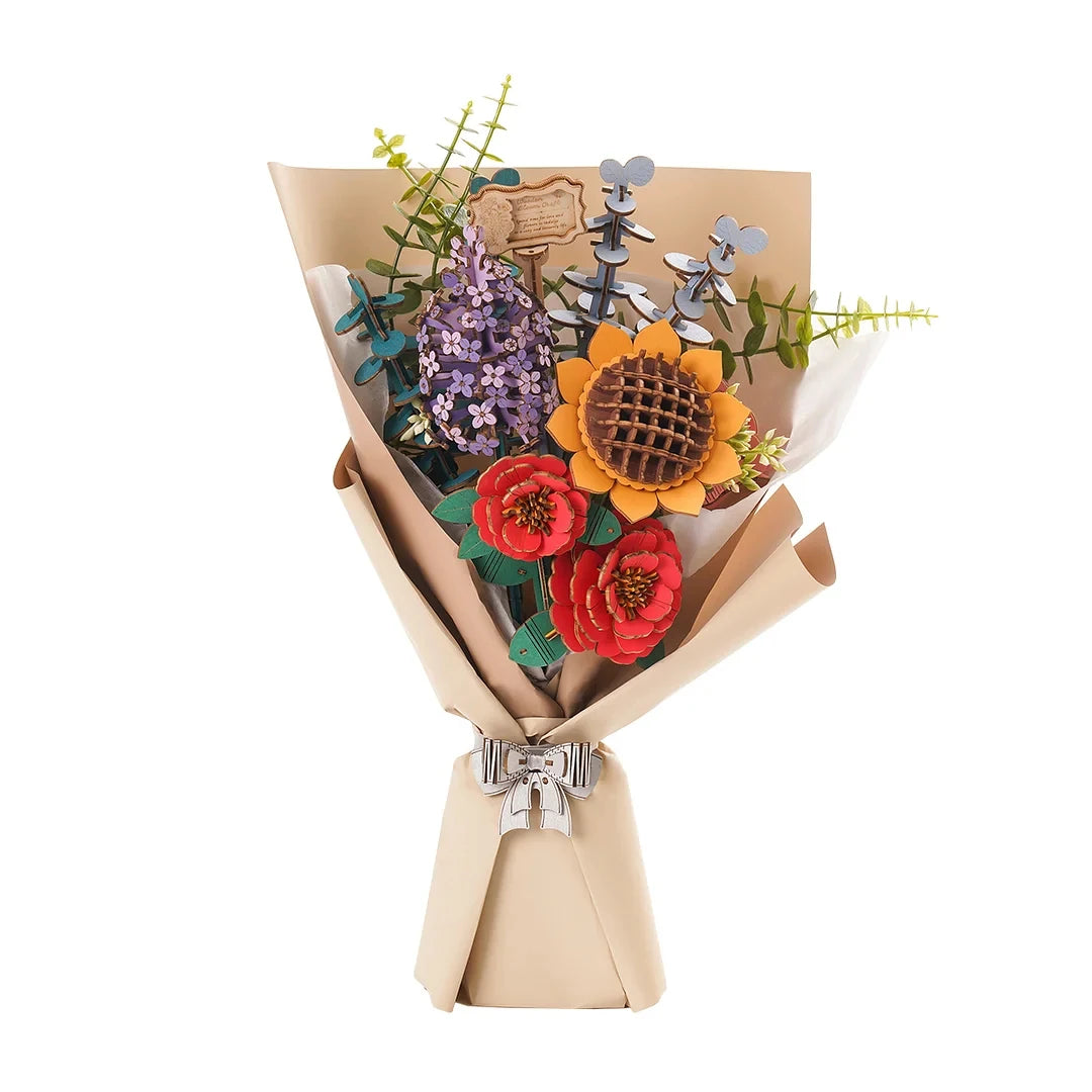 Wooden Flower Bouquet DIY 3D Puzzle - DIYTime