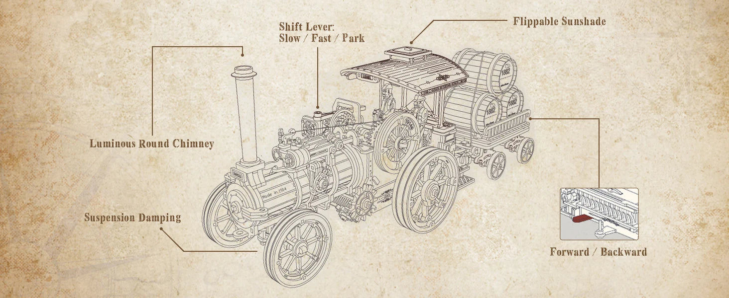 Mechanical Steam Engine 3D Wooden Puzzle - DIYTime