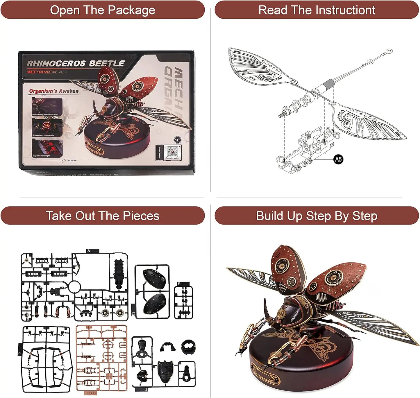 Rhinoceros Beetle Mechanical Species DIY 3D Puzzle - DIYTime