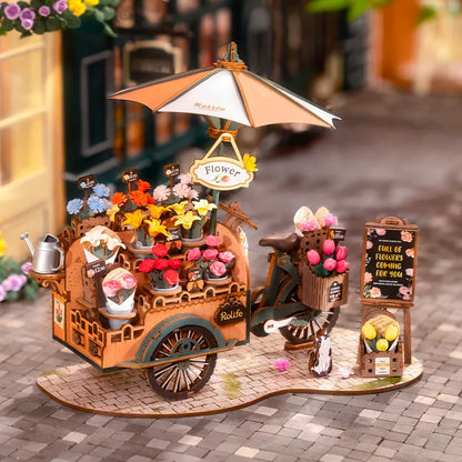 Robotime Blossom Cart 3D Wooden Puzzles Miniature - DIYTime