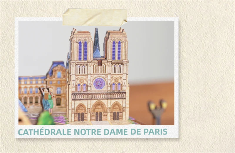 Music Box Paris 3D Wooden Puzzles Miniature - DIYTime