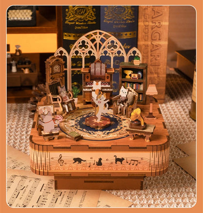 Cat's Party Music 3D Wooden Puzzles Miniature - DIYTime