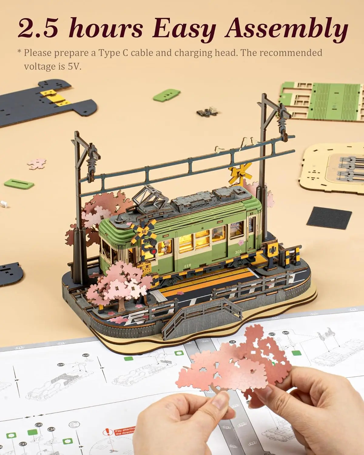 Robotime Sakura Journey 3D Wooden Puzzles Miniature - DIYTime