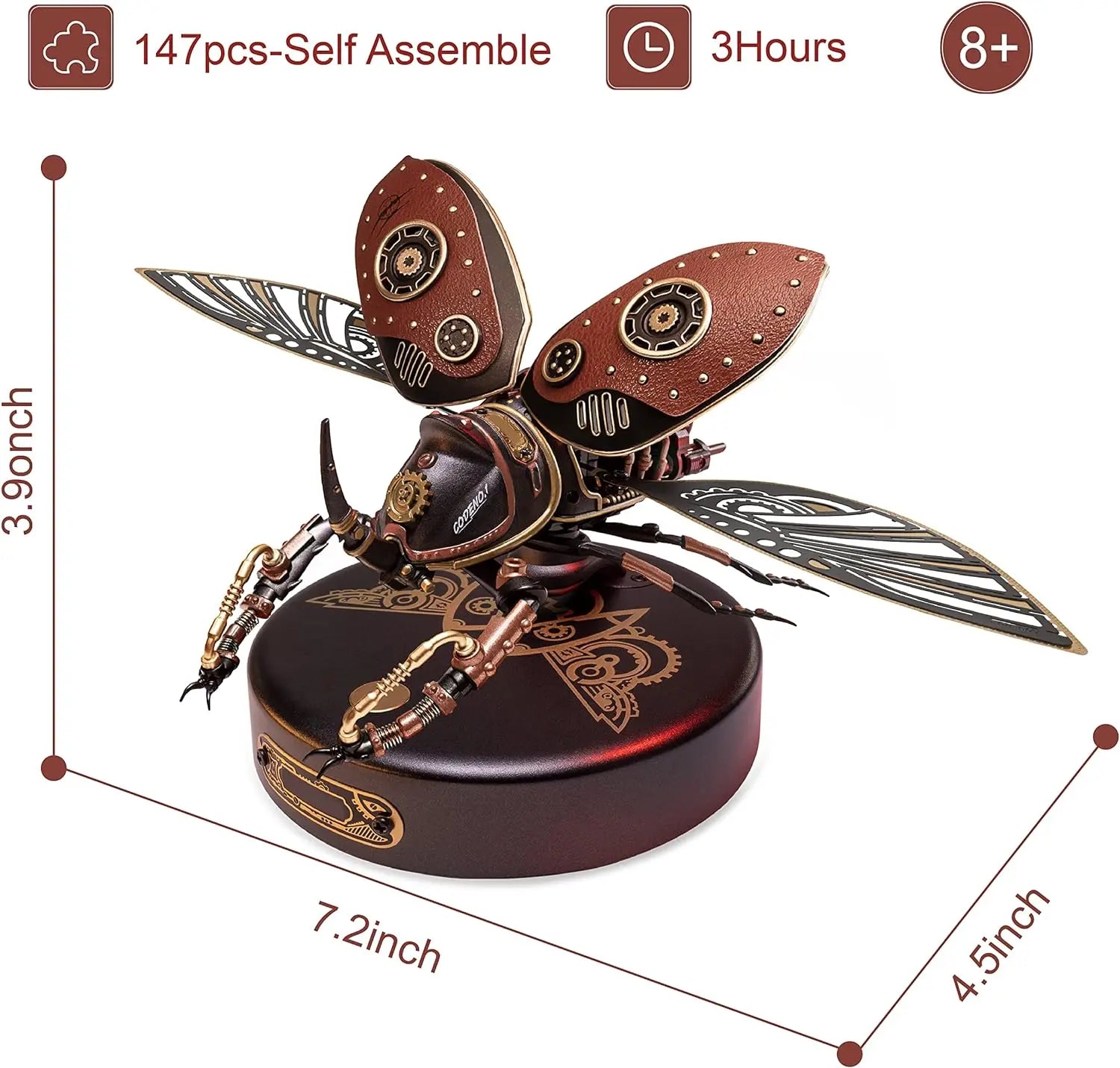 Rhinoceros Beetle Mechanical Species DIY 3D Puzzle - DIYTime