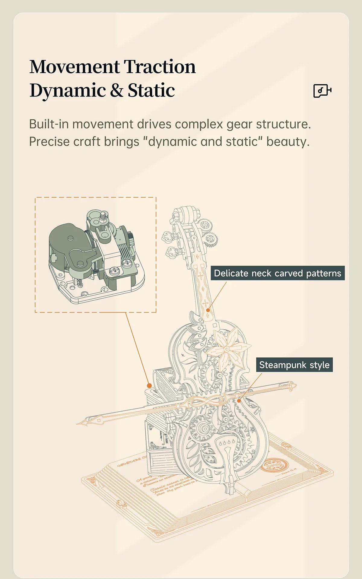 Magic Cello Mechanical Music Box & Music Instruments 3D Wooden Puzzle - DIYTime