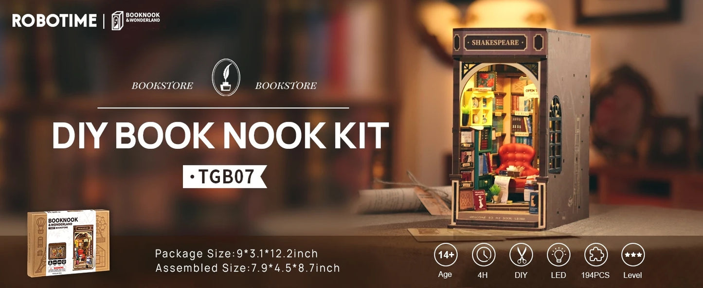 Bookstore 3D Wooden DIY Book Nook - DIYTime