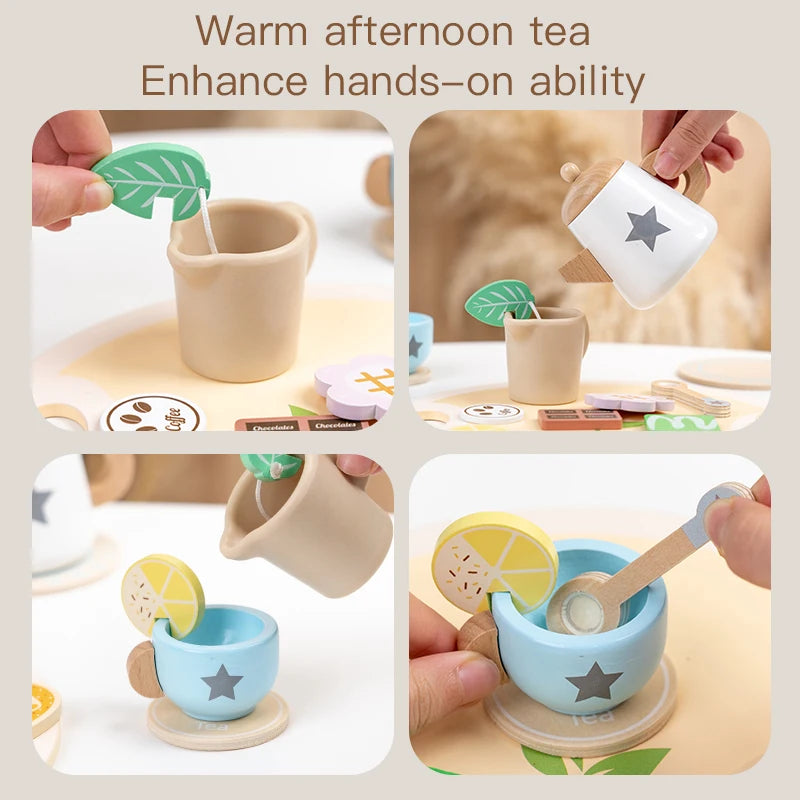 Afternoon Tea Set Montessori Wooden Toys - DIYTime