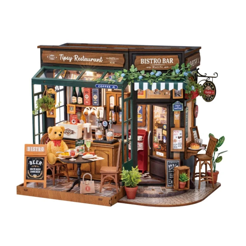 Tipsy Restaurant Desk 3D Wooden Puzzles Miniature - DIYTime