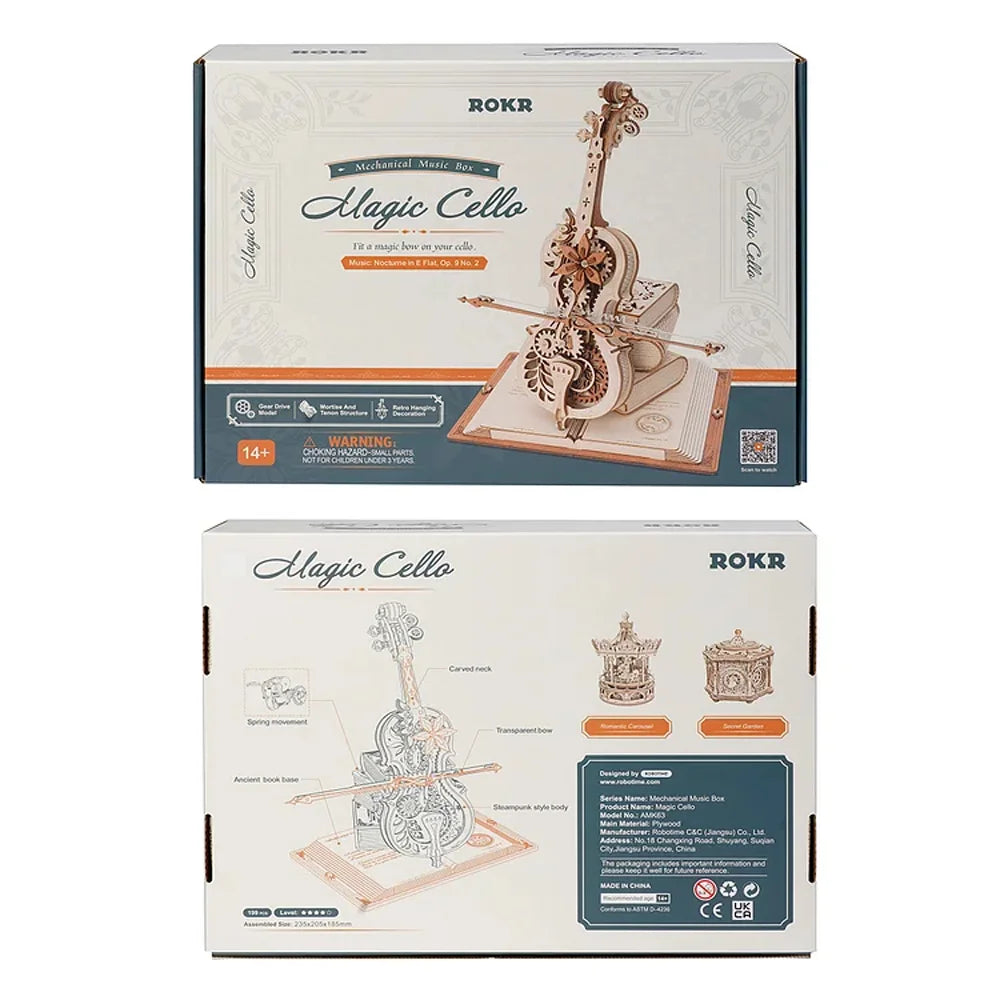 Magic Cello Mechanical Music Box & Music Instruments 3D Wooden Puzzle - DIYTime