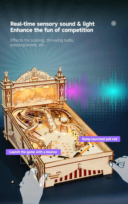 Pinball Machine 3D Wooden Puzzle Kit - DIYTime