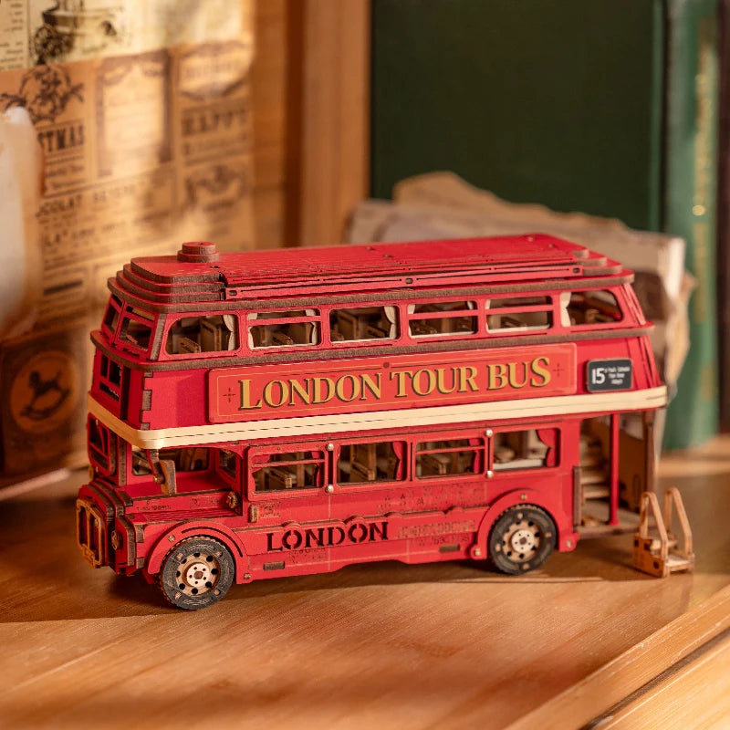 Robotime London Tour Bus 3D Wooden Puzzles Miniature - DIYTime