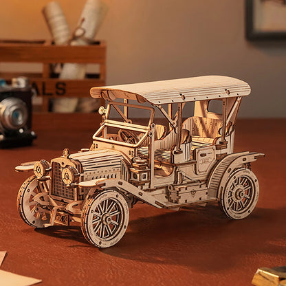 Vintage Retro Car 3D Wooden Puzzle - DIYTime