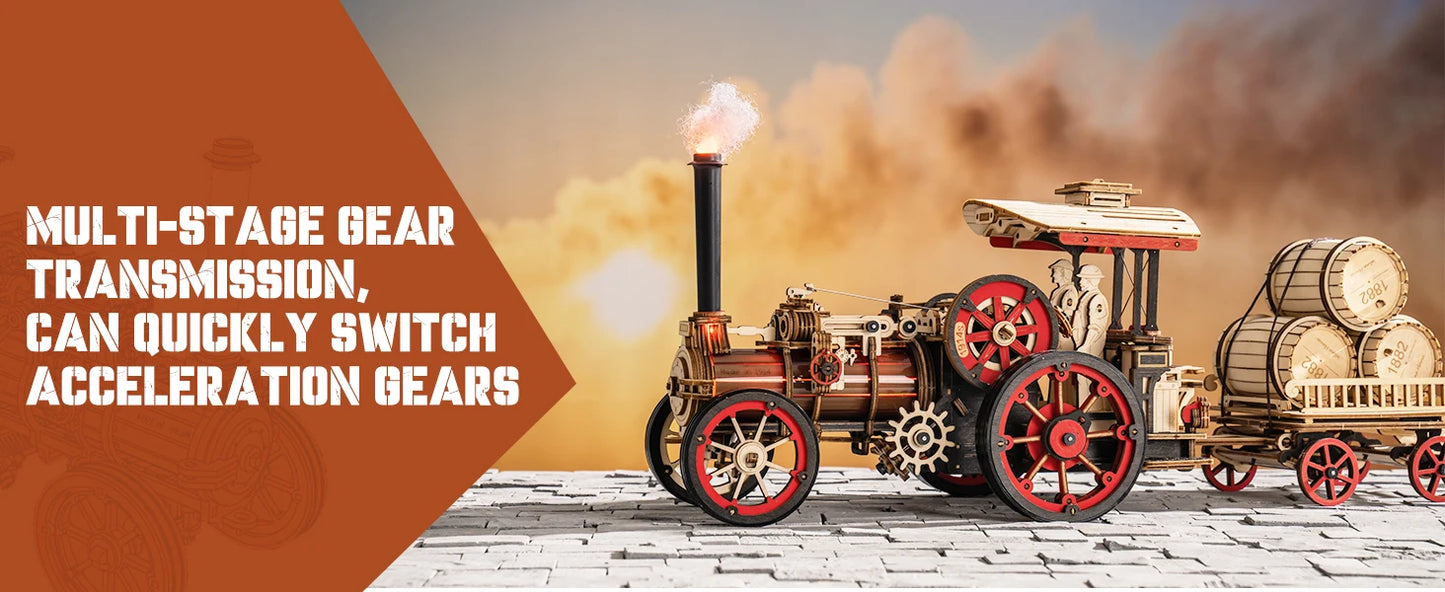 Mechanical Steam Engine 3D Wooden Puzzle - DIYTime