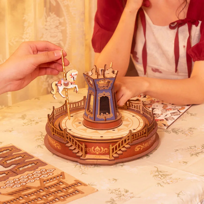 Carousel Music Box 3D Wooden Puzzle - DIYTime