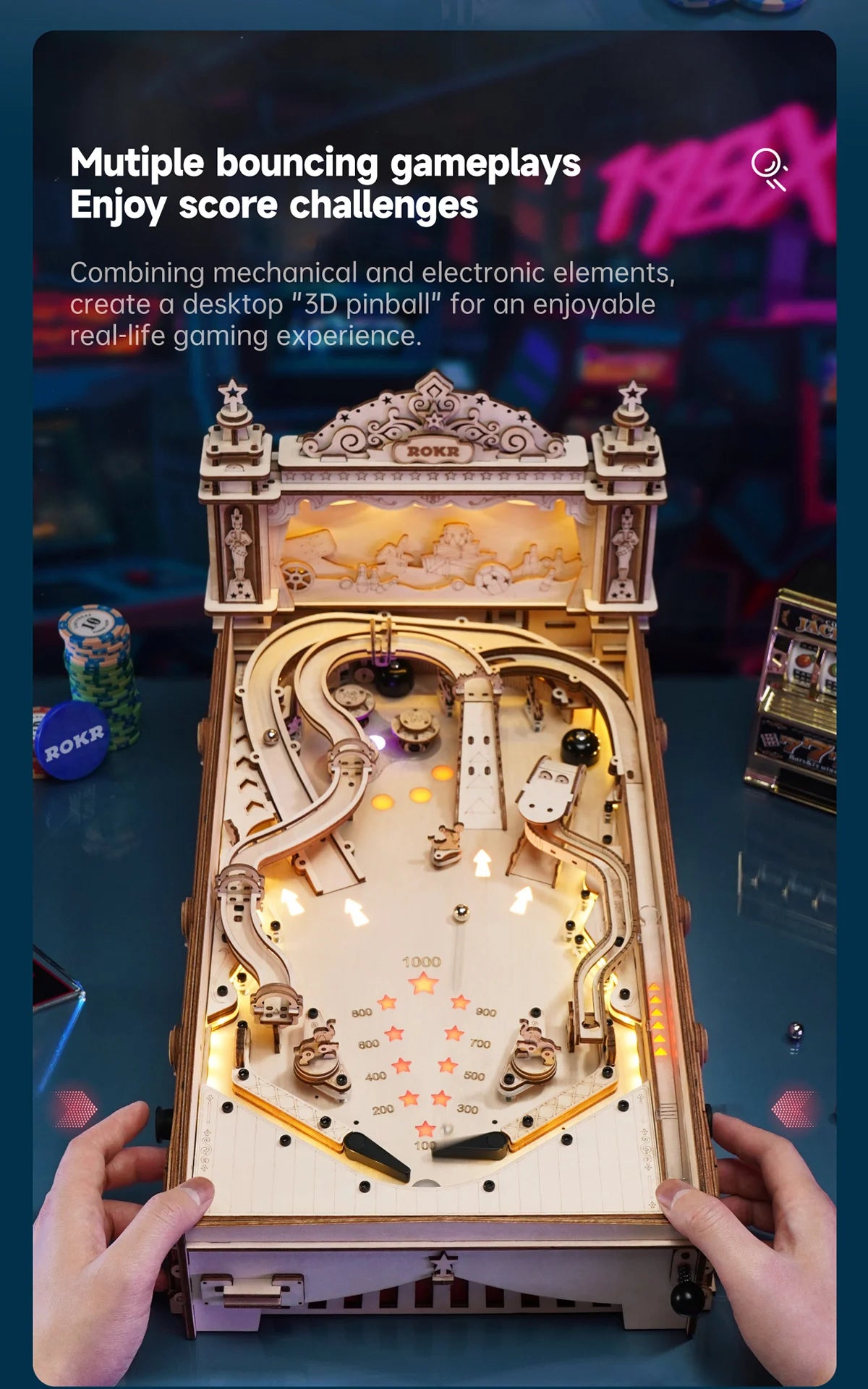 Pinball Machine 3D Wooden Puzzle Kit - DIYTime