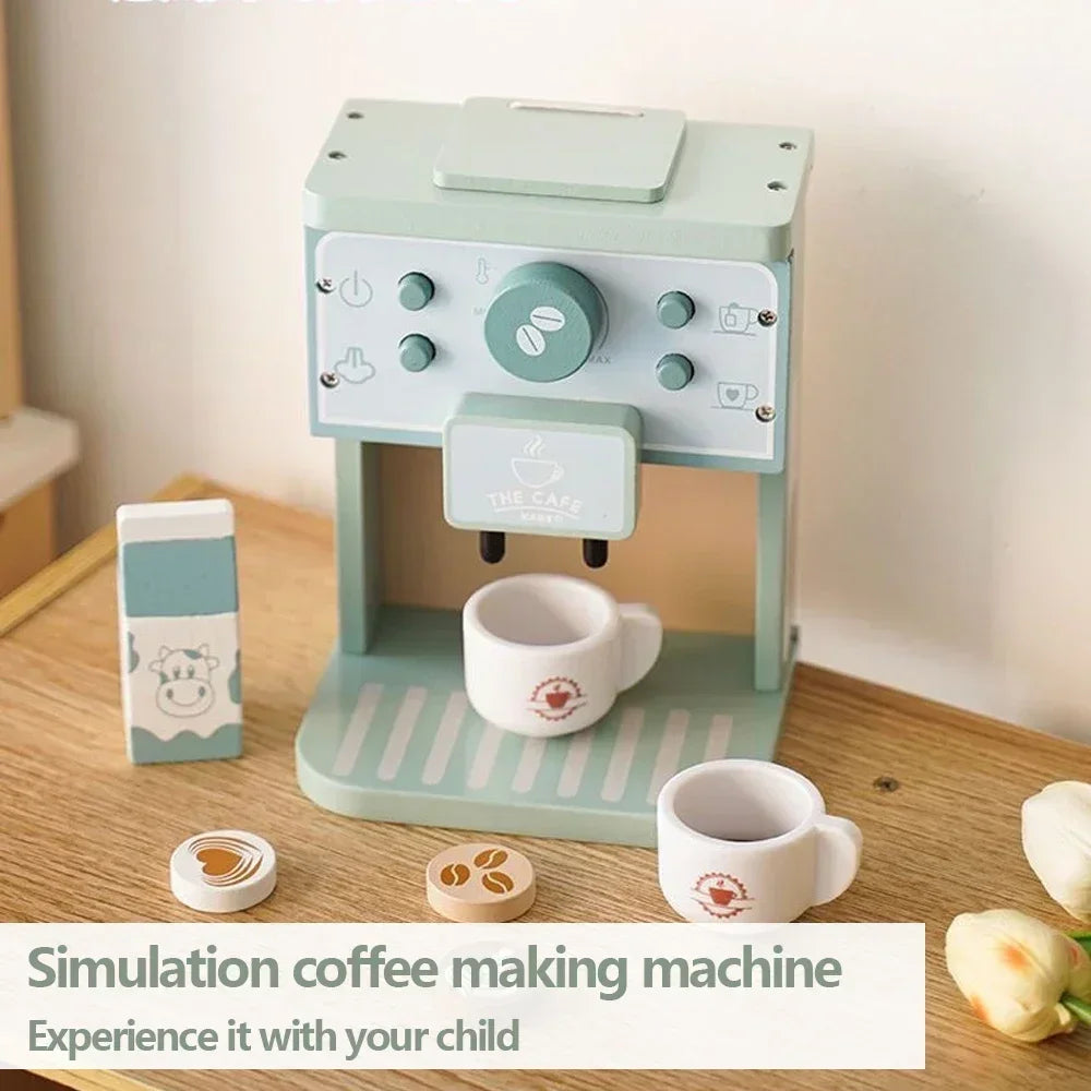 Coffee Maker Kitchen Montessori Wooden Toys - DIYTime