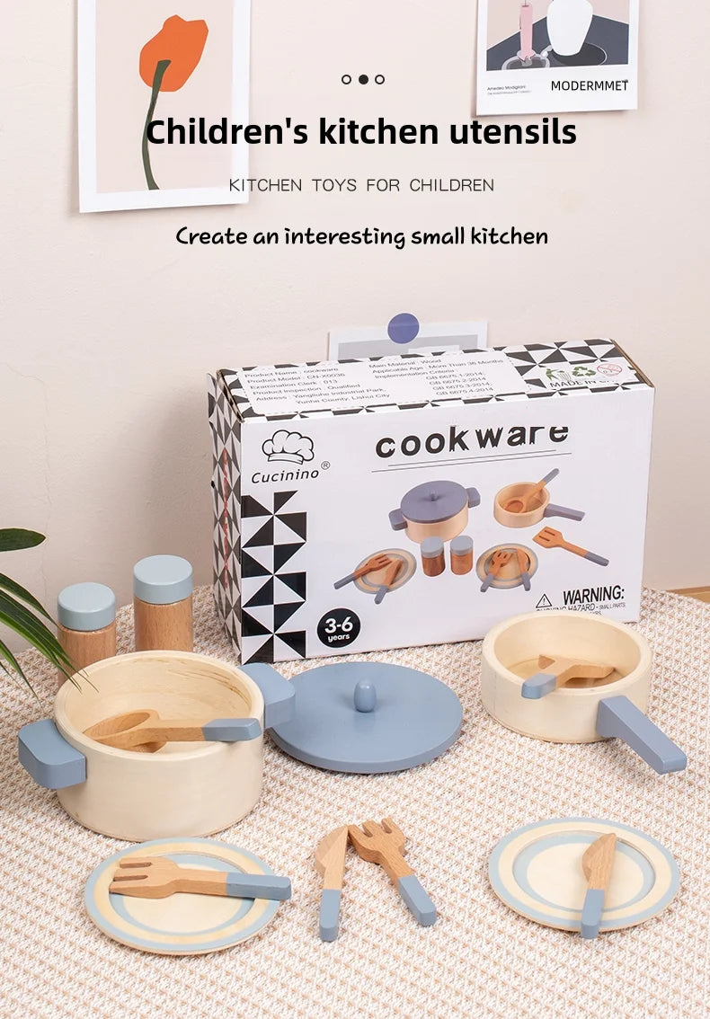 Cookware Kitchen Montessori Wooden Toys - DIYTime