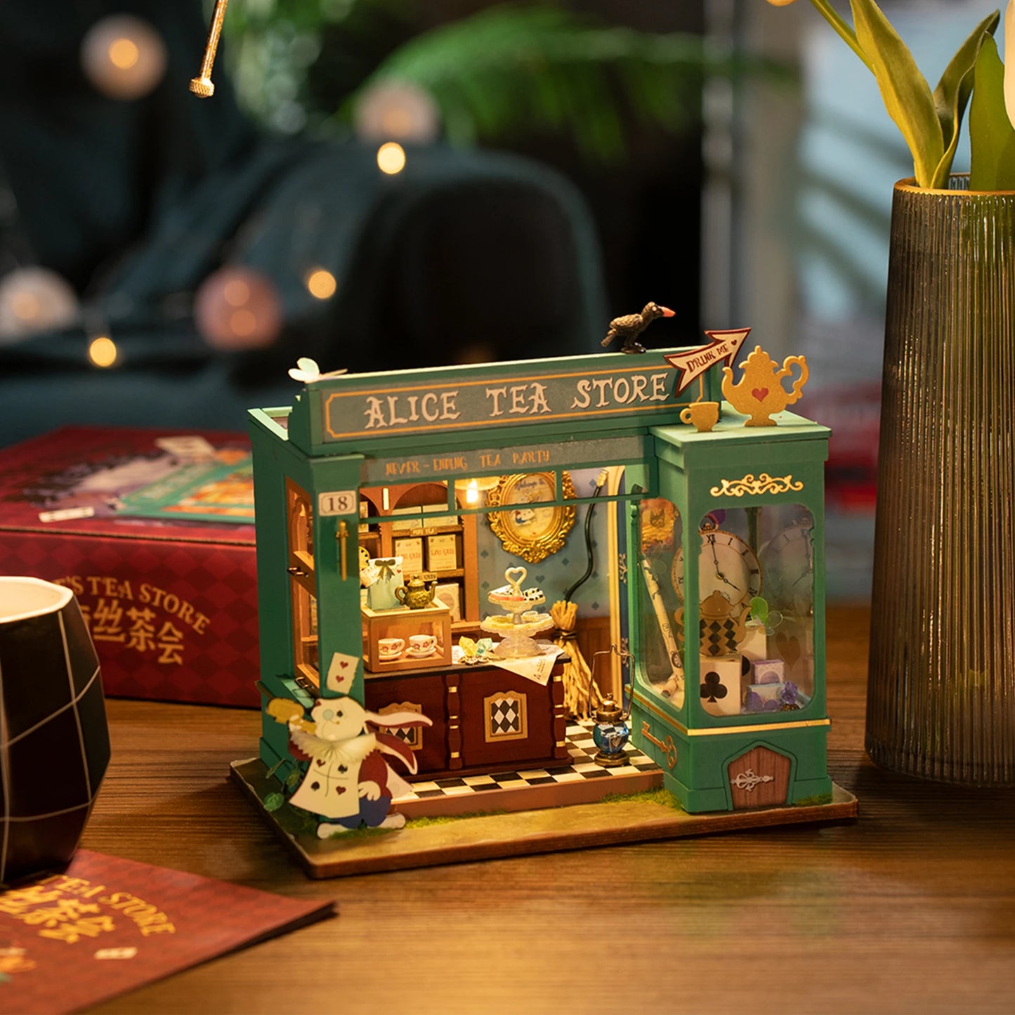 Alice's Tea Store 3D Wooden Puzzles Miniature - DIYTime