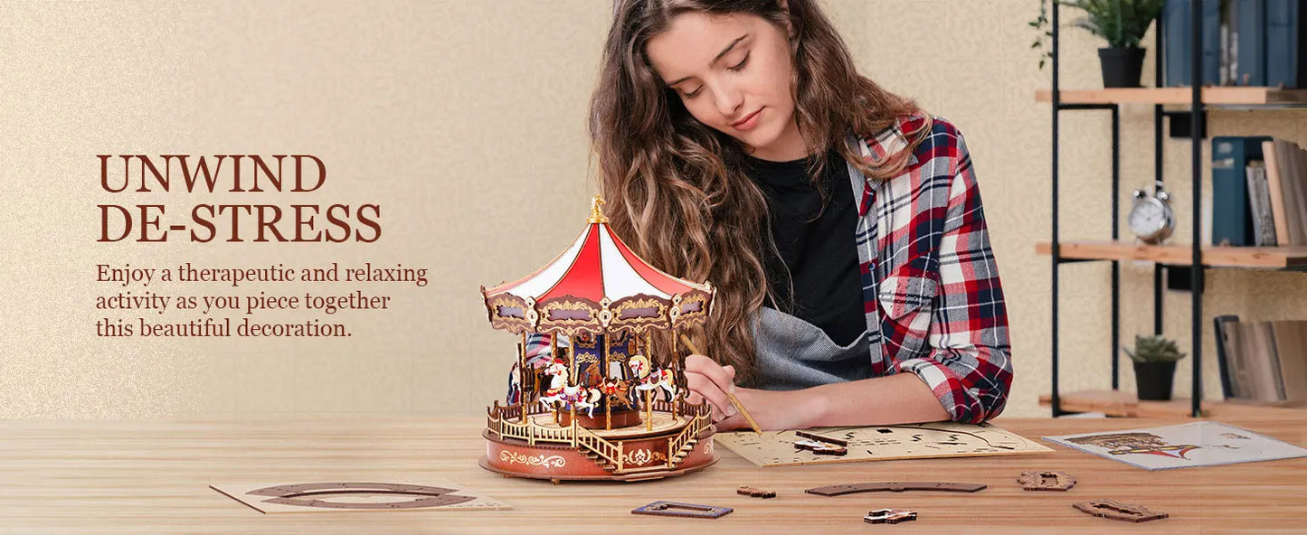 Carousel Music Box 3D Wooden Puzzle - DIYTime