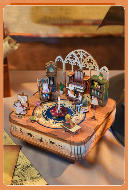 Cat's Party Music 3D Wooden Puzzles Miniature - DIYTime