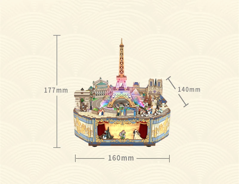 Music Box Paris 3D Wooden Puzzles Miniature - DIYTime