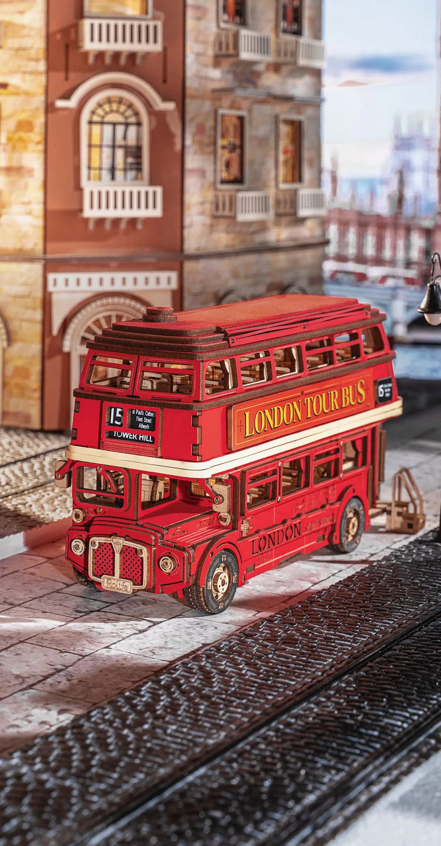 Robotime London Tour Bus 3D Wooden Puzzles Miniature - DIYTime