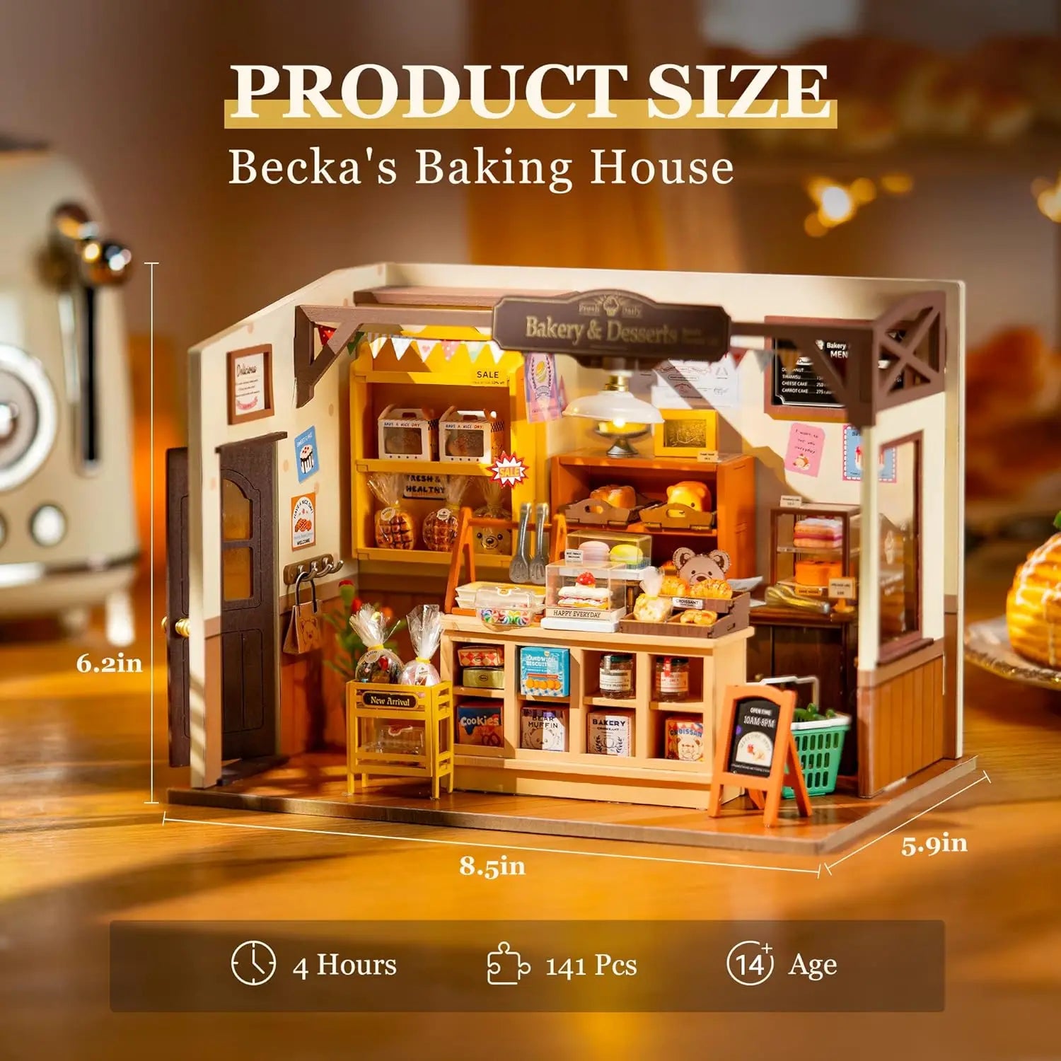 Robotime Becka's Baking House Building Model 3D Wooden Puzzles Miniature - DIYTime