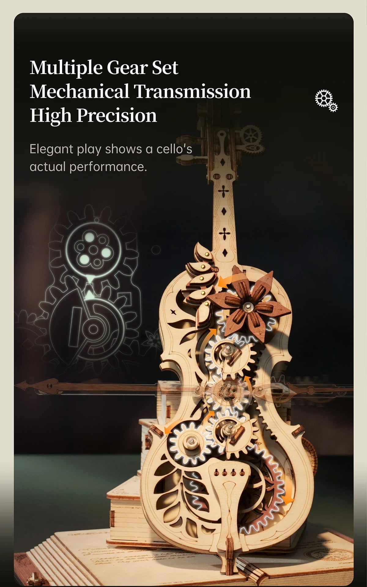 Magic Cello Mechanical Music Box & Music Instruments 3D Wooden Puzzle - DIYTime