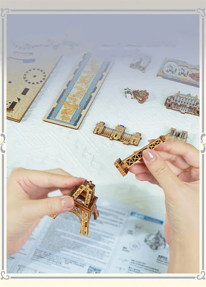 Music Box Paris 3D Wooden Puzzles Miniature - DIYTime