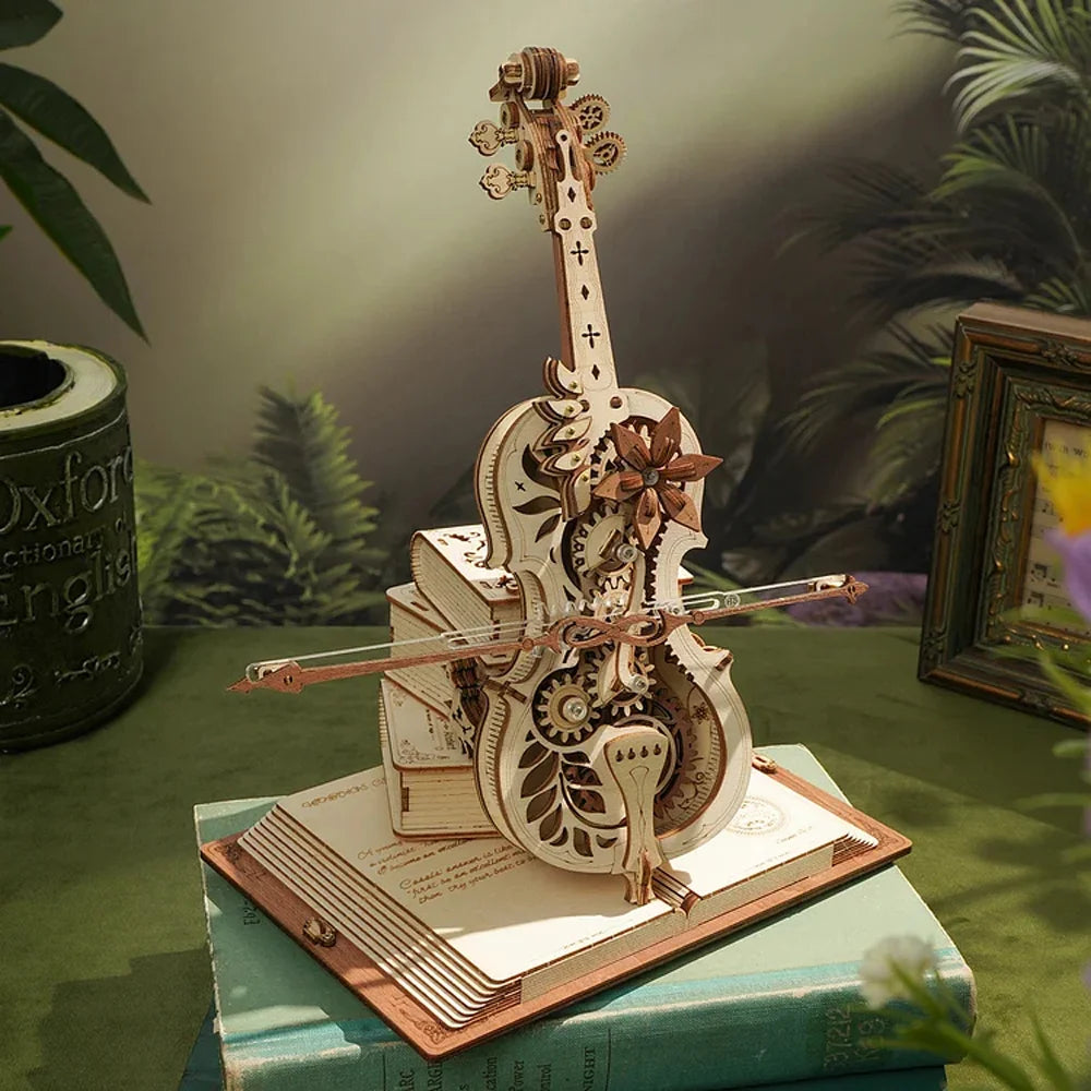 Magic Cello Mechanical Music Box & Music Instruments 3D Wooden Puzzle - DIYTime