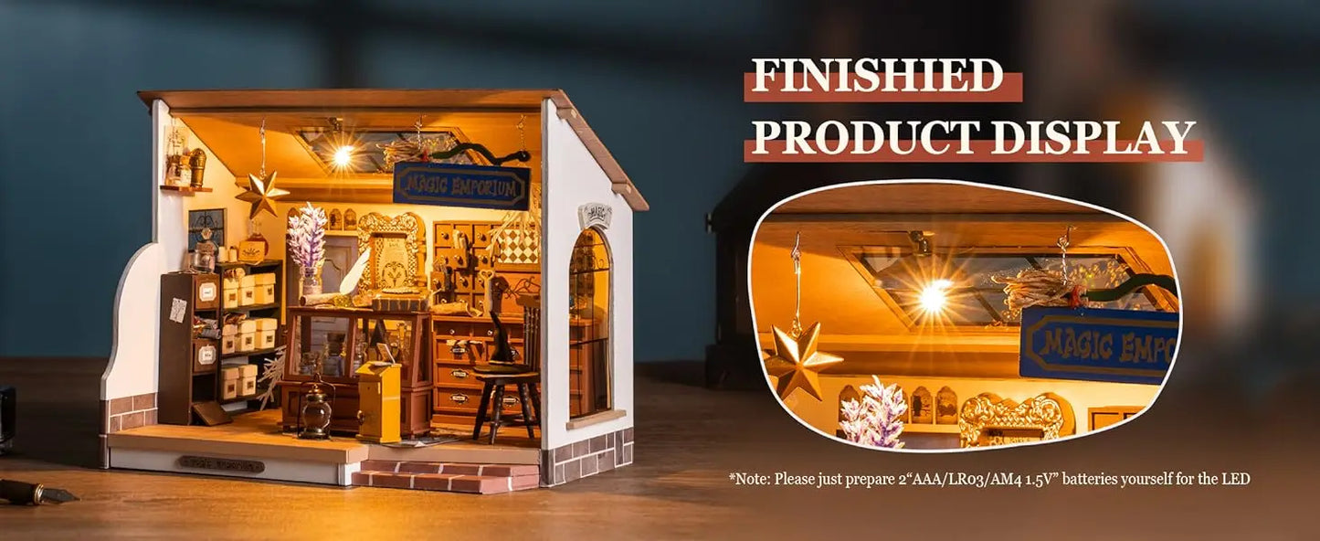 House Kit with Furnitures With LED 3D Wooden Puzzles Miniature - DIYTime