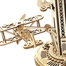 Airplane Control Tower Mechanical Music Box 3D Wooden Puzzle - DIYTime