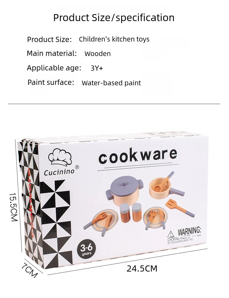 Cookware Kitchen Montessori Wooden Toys - DIYTime