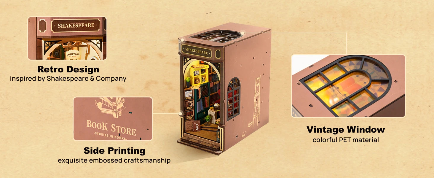 Bookstore 3D Wooden DIY Book Nook - DIYTime