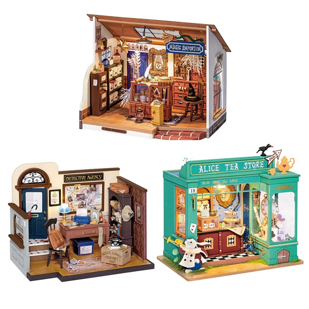 House Kit with Furnitures With LED 3D Wooden Puzzles Miniature - DIYTime