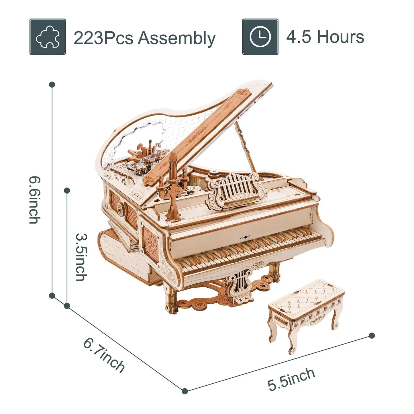 Magic Piano Mechanical Music Box 3D Wooden Puzzle - DIYTime