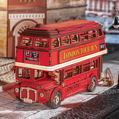 Robotime London Tour Bus 3D Wooden Puzzles Miniature - DIYTime