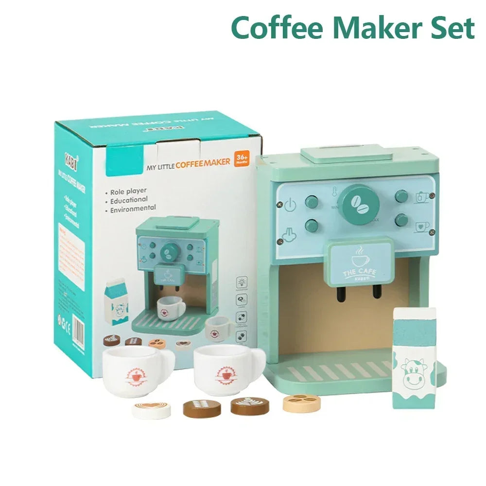 Coffee Maker Kitchen Montessori Wooden Toys - DIYTime